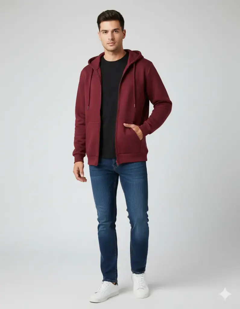 Men’s Winter Wear : Unisex full-Zipper Full Sleeve Sweatshirt (Small)